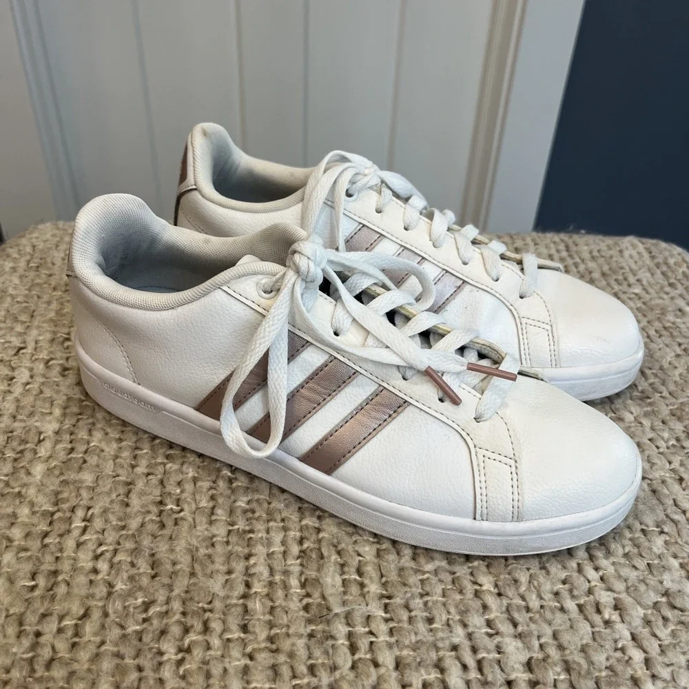 Adidas Women Cloudfoam Advantage DA9524‎ White Rose Gold Shoes Sneakers Size 9.5